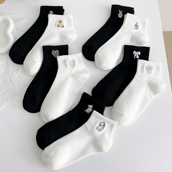 워더미 여성용 러블리 자수 패션 발목 양말 10켤레 세트 M1002