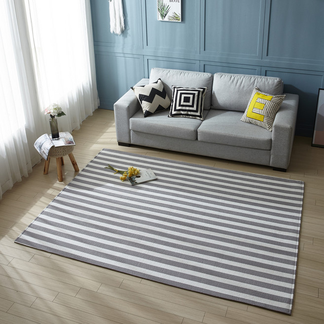 가온길카페트 달라붙지 않아 시원한 여름 시어서커 스트라이프 사각 러그