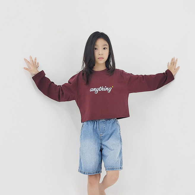 나노핏 여아용 애니띵 크롭 티셔츠