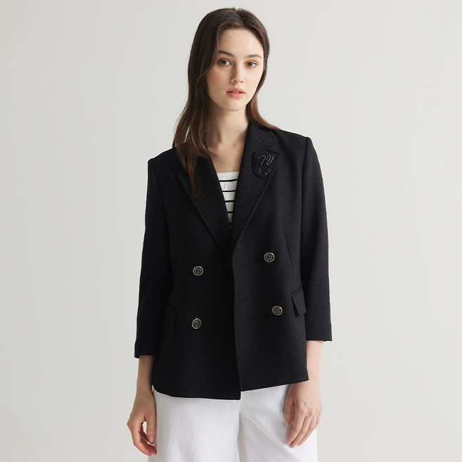 나이스클랍 여성용 더블 여밈 7부 자켓 N242MWJ314BK