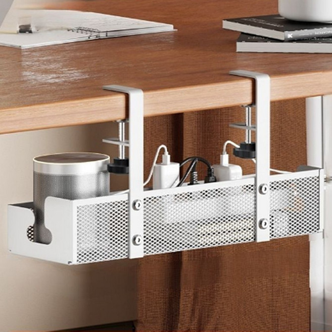 마코제이 무타공 책상 멀티탭 거치대 선반, 1개, 화이트