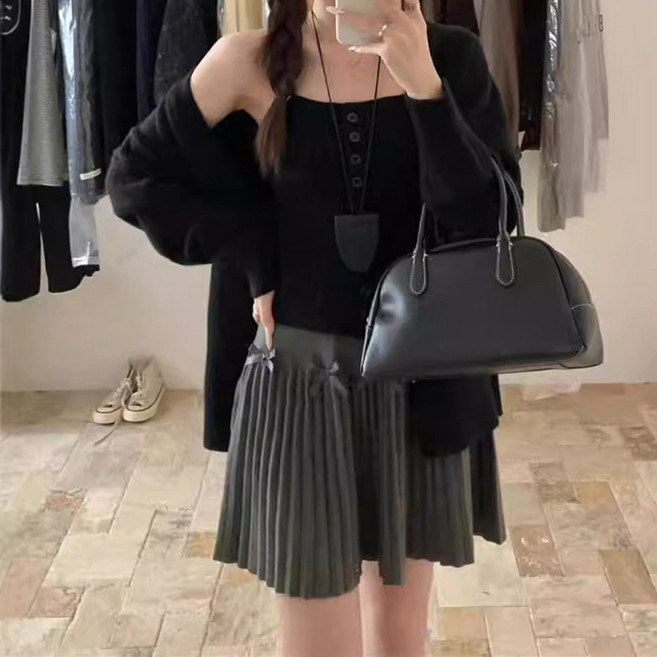 비비에모 여성용 꽈배기 나시 + 루즈핏 가디건 앙상블세트 11005