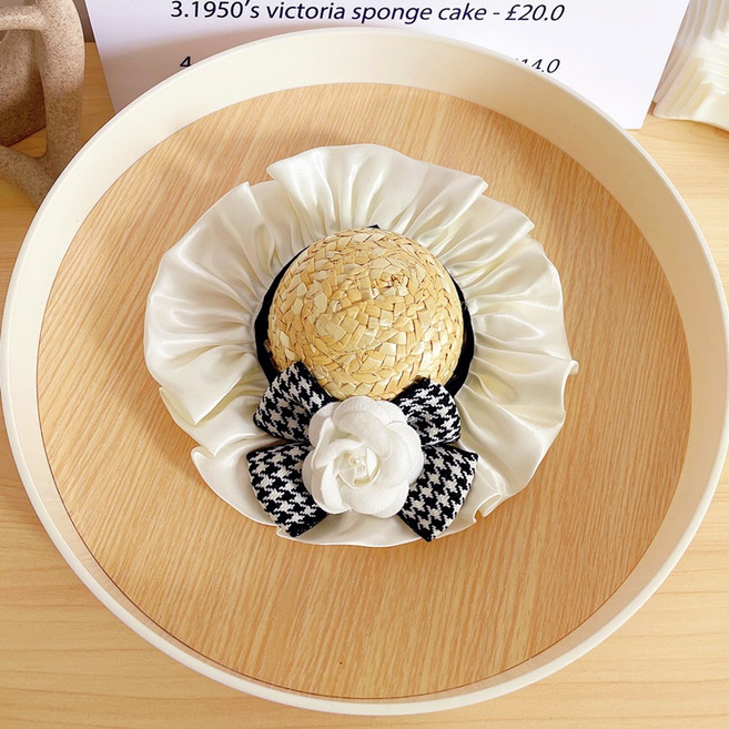 파스텔펫 반려동물 리본 프릴 라피아햇, 타입 B, 1개