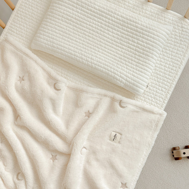 마이리틀데이지 유아용 자수 극세사 이불 담요, 내추럴 아이보리 별빛자수