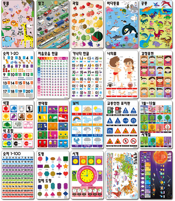 양면 벽그림 20종 세트(한글 + 영어), 나우에듀