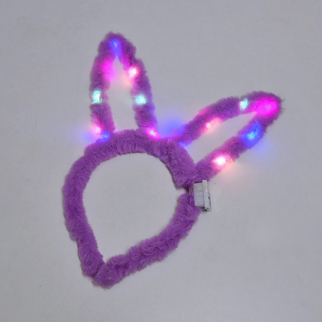 젤루나 3단 빛조절 LED 복실 토끼 귀 밍크 퍼 털 불빛 머리띠 LG-15, 3 퍼플, 1개