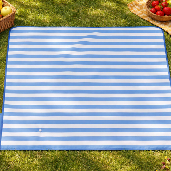더해피 접이식 피크닉매트, 09 스트라이프 로열블루