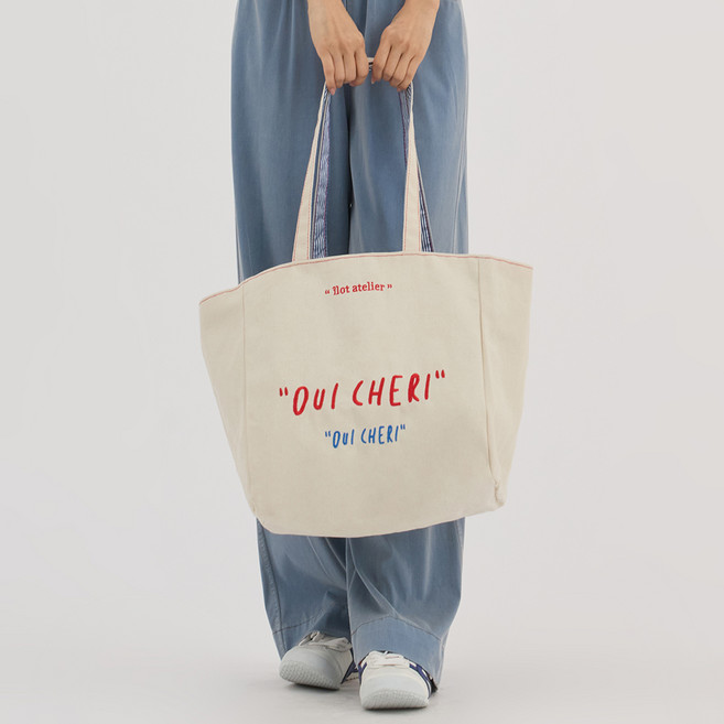 Elsso 法式字母雙面休閒帆布袋