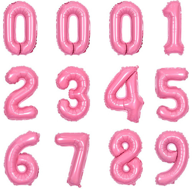 조이파티 숫자 은박 풍선 소 12p 세트, 핑크, 1세트