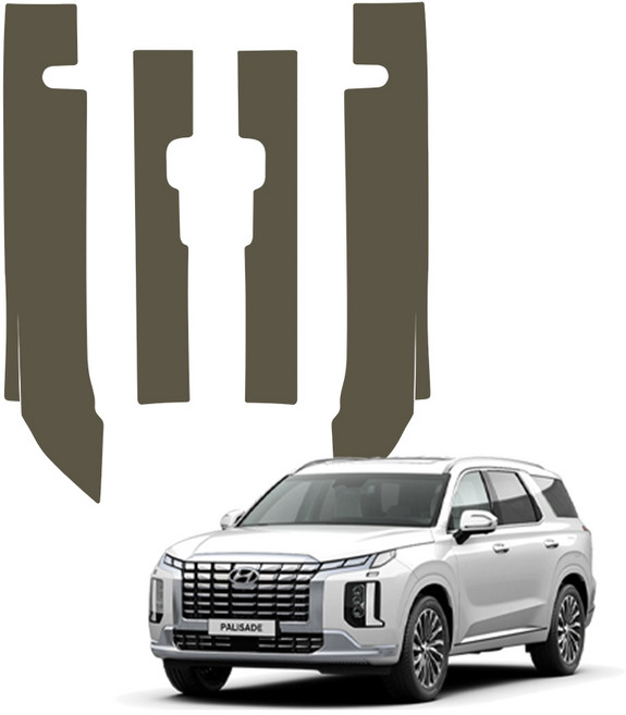 메이튼 순정 컬러 가죽 도어스텝 스크래치커버, 현대 더뉴 팰리세이드, 카키