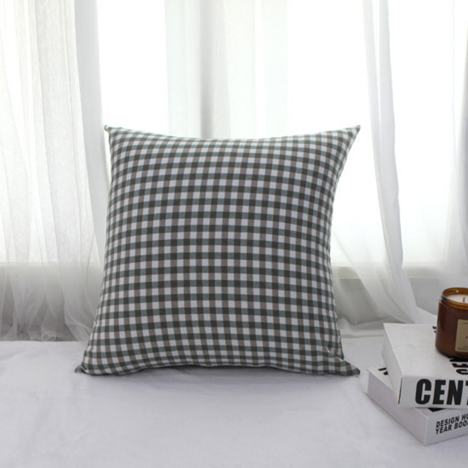 보몽드 면30수 선염 사계절 쿠션 솜포함 포니체크, 카키브라운