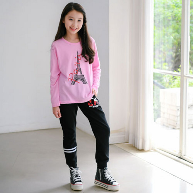 잭키드 여아용 에펠탑 JK판타스틱 상의 + 하의 세트