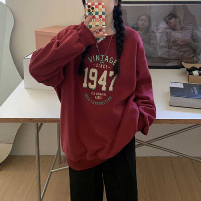Sonio女款復古休閒大學T