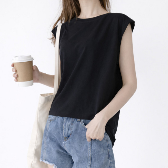 라라온 여성용 라운드넥 심플 무지 나시티 26TSP3810