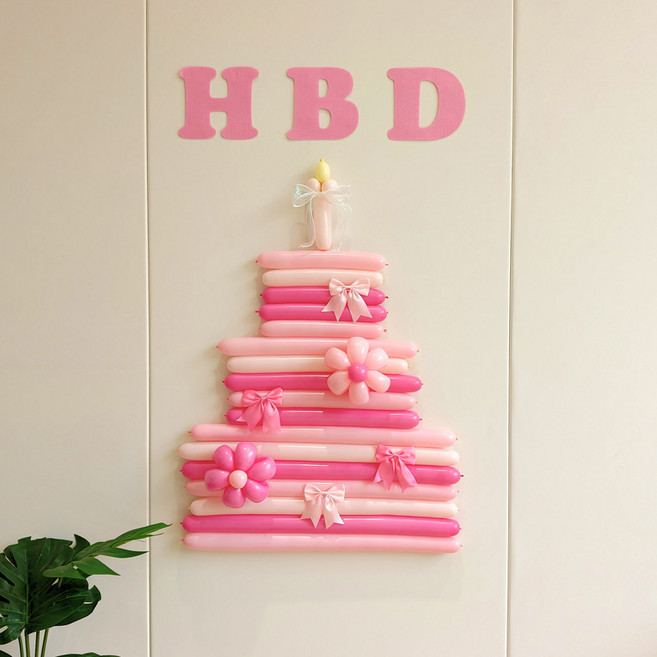 피앤비유니티 HBD DIY 요술풍선 케이크 세트, 02 핑크, 1세트