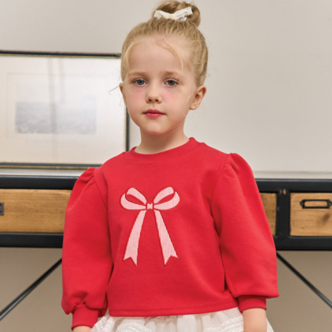 키키모라 아동용 리본 자수 맨투맨