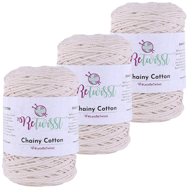 리트위스트 체이니코튼 뜨개실, 707 라이트베이지, 3개