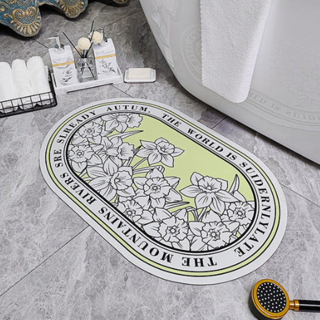 위더홈 플라워 가든 물 흡수 러그, 라임