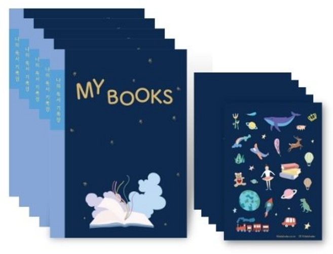 키즈바인더 초등학교 독서기록장 + 스티커 B5, 5개