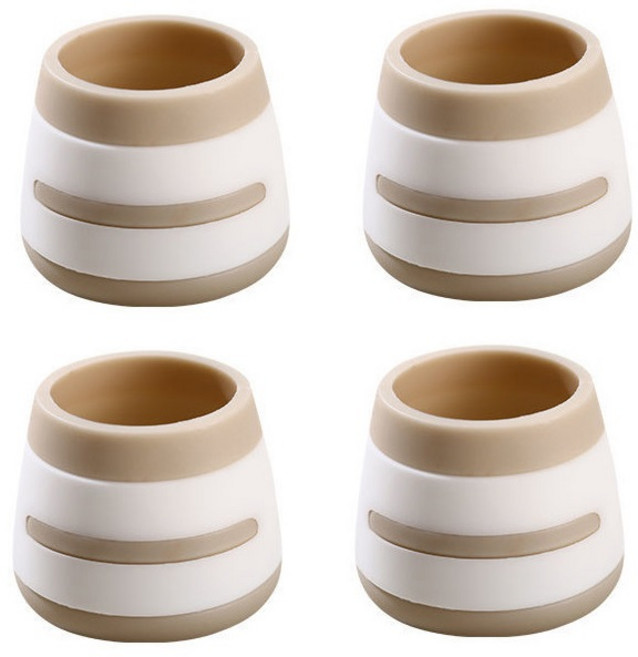 소음방지 의자 발 커버 4p, 화이트 + 브라운, 4개