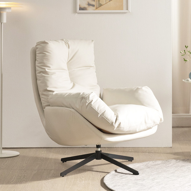 베이지메이트 멜랑 실리콘레더 360도 회전 1인용 소파 + 쿠션 세트 방문설치, 아이보리, 1세트
