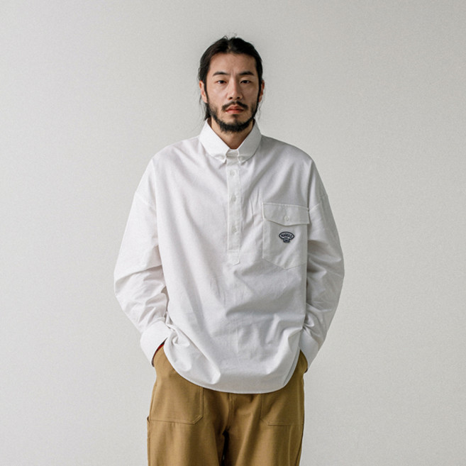 러기드하우스 남성용 머쉬 패치 옥스포드 반오픈 셔츠