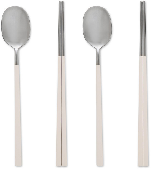 코스틱 제이테이블 국내산 프리미엄 스텐316 더 달콤 수저 2벌 세트, 베이지, 1세트, 숟가락 2p + 젓가락 2p