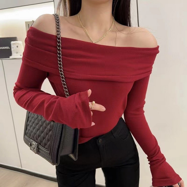PEONIST 女款簡約線條柔美露肩T恤