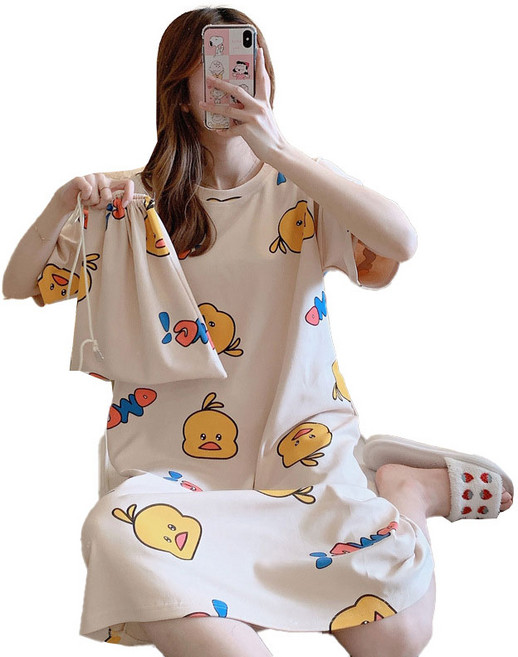 메이징초이스 여성용 루즈핏 원피스 잠옷