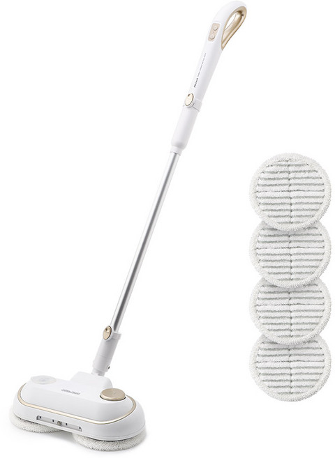 신일 무선 듀얼 스핀 스프레이 물걸레 청소기 SDC-G1900SJ + 걸레 4p 세트, 골드