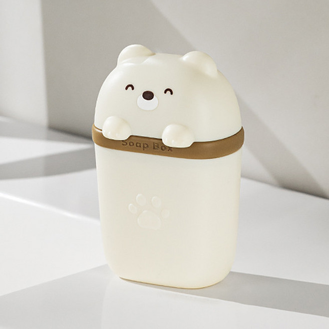 살림제작소 휴대용 곰돌이 비누케이스, 화이트, 1개