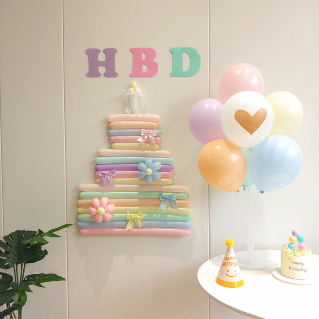 피앤비유니티 HBD DIY 요술풍선 케이크 풀 세트, 05 파스텔, 1세트