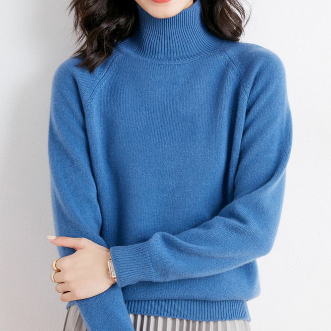 PEONIST 女款厚磅拉克蘭高領長袖針織衫