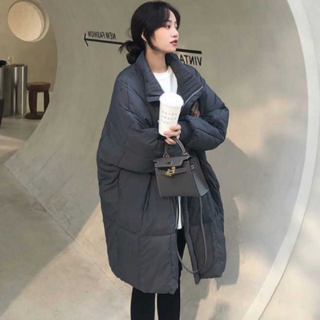 Banya Story 女款冬季寬鬆長版羽絨外套 大衣造型 PP174