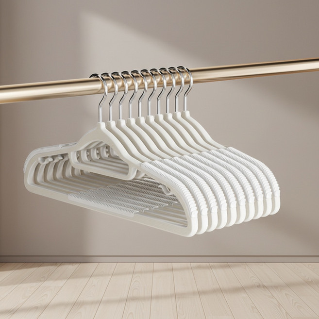 앞날창창 논슬립 어깨 뿔 방지 슬림 회전 옷걸이, 크림 화이트, 20개