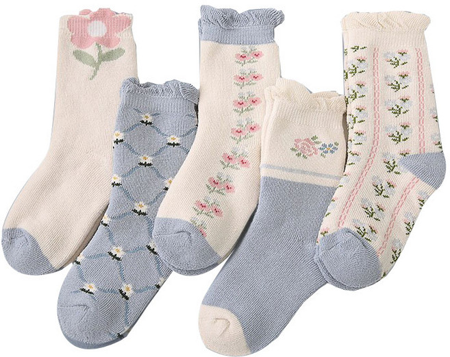 아동용 만화 테리 기모 보온 양말 1329 5종 세트