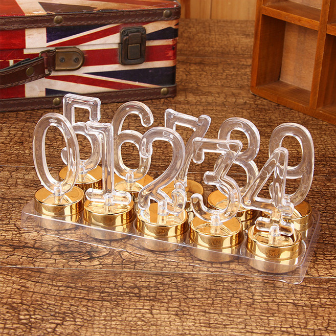 모스틱 숫자 led 촛불 10종 세트, 골드, 1세트