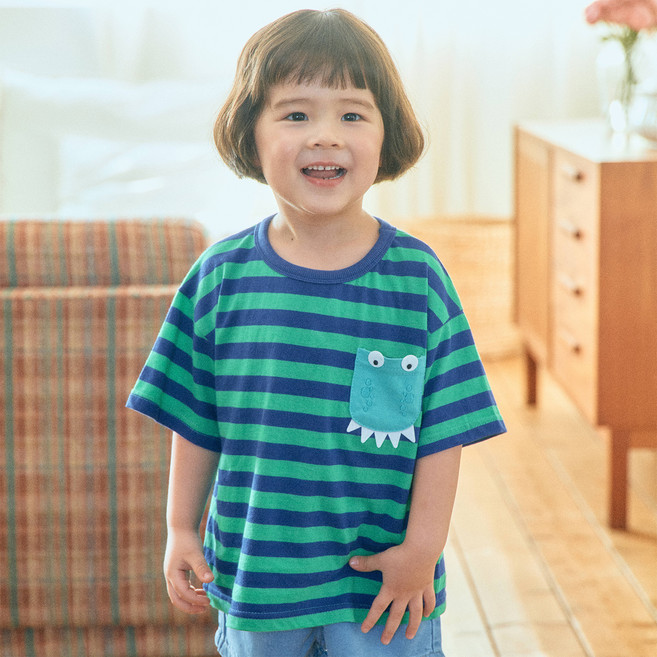 퍼스트블루 아동용 포켓공룡 반팔 티셔츠