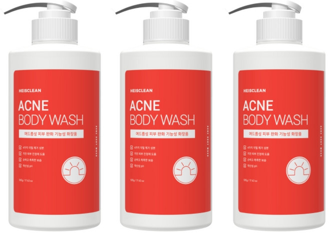 히즈클린 여드름 바디워시, 500ml, 3개
