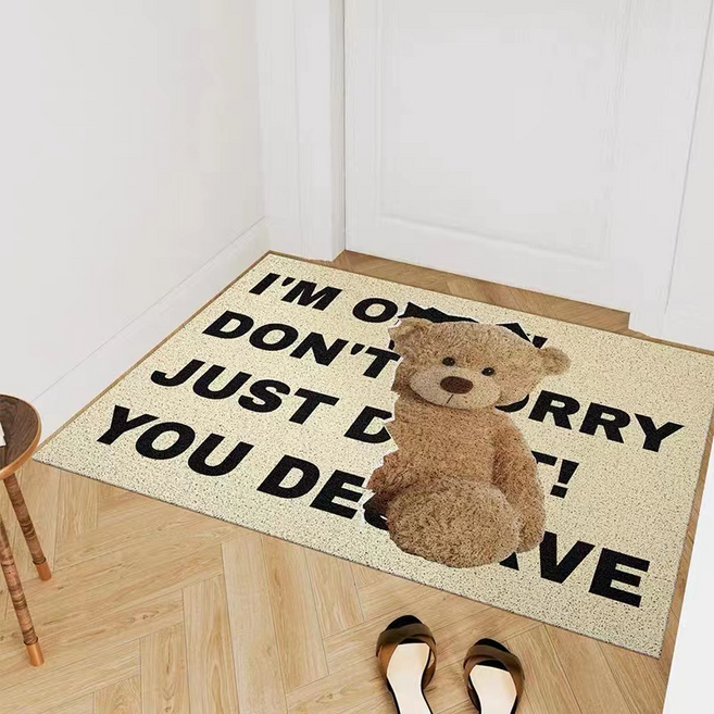 픽스9 현관 코일 매트, 블랙 곰돌이, 1개