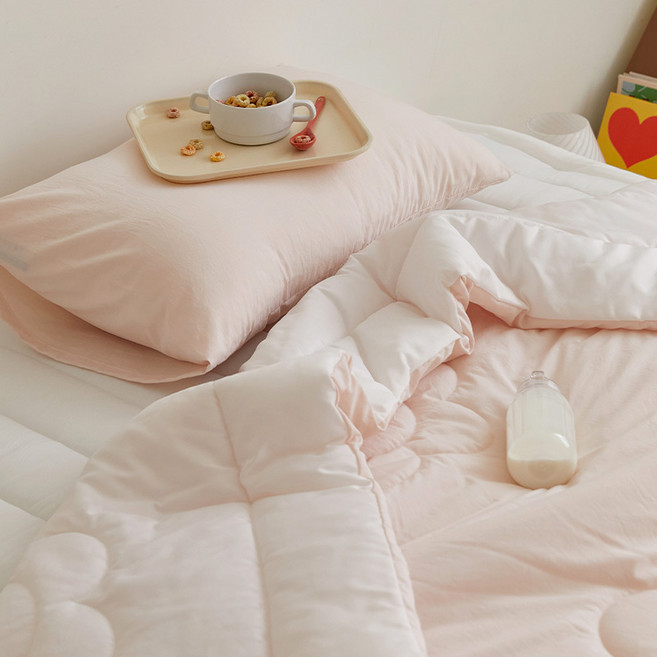 마틸라 아동용 썸머푸딩 냉감 양면 여름 차렵이불, 딸기젤라또 + 화이트