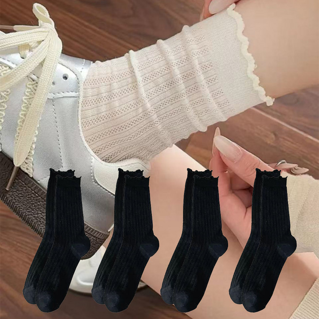 데이소이 여성용 레이스 슬라우치 패션 양말 4켤레