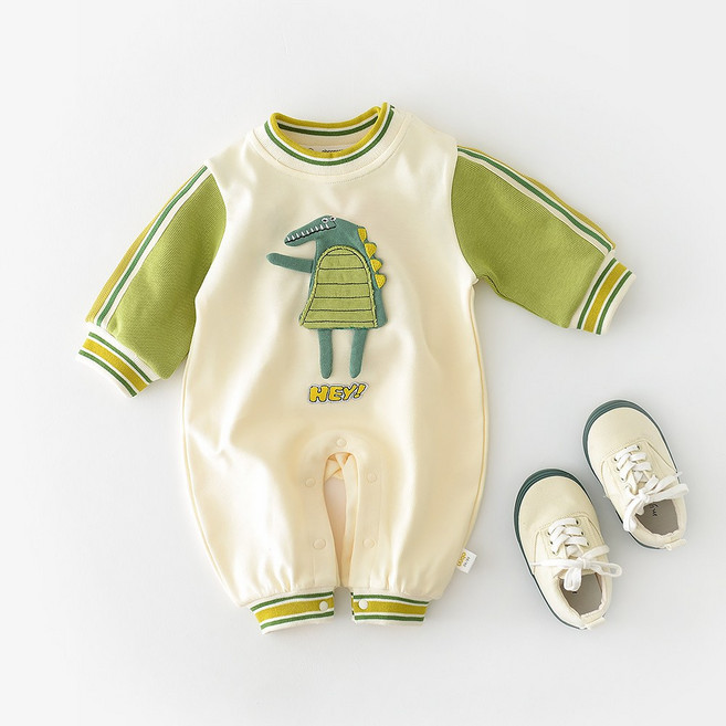 Bebeniz 嬰幼兒 嘿恐龍 圓領按扣連身衣