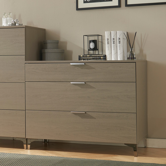 리바트 브라노 서랍장 방문설치, 그레이, 3단