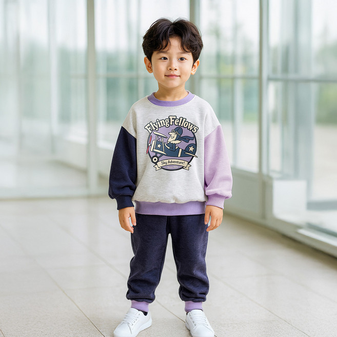 KIDSCOMO 兒童刷毛Charles上下套裝