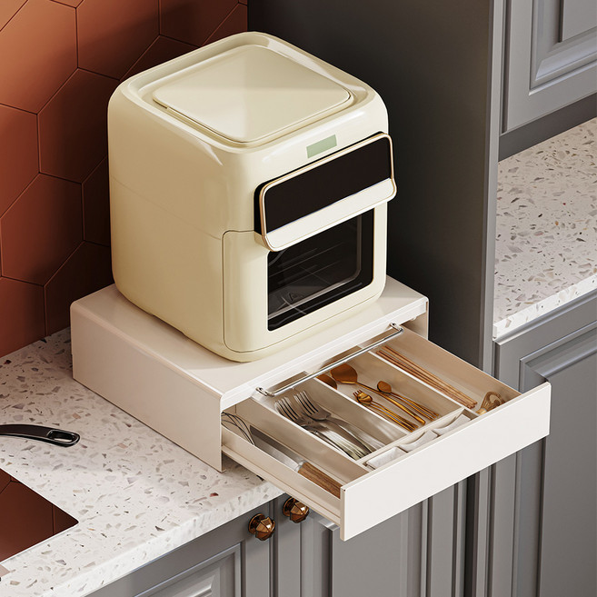 21세기트랜드 뉴페르 철제 슬라이드 선반 커피머신 거치대 칸막이형, 화이트, 1개