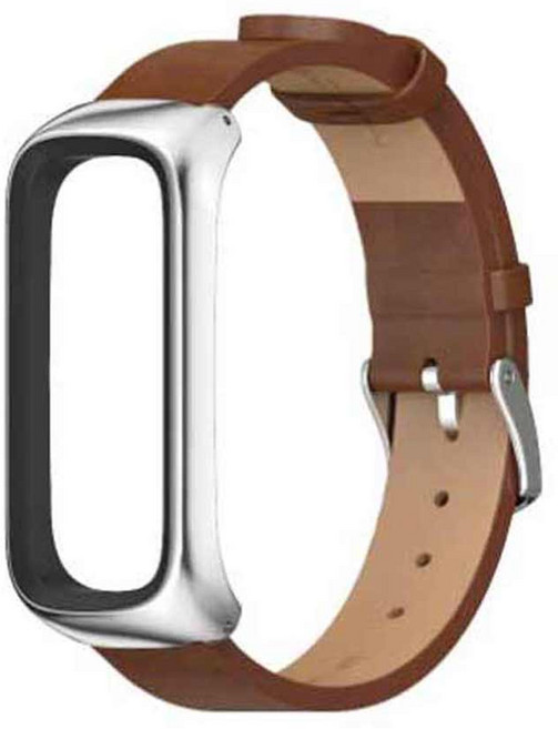 스마트워치 프리미엄 가죽스트랩 SM-R220, 브라운(스트랩) + 실버(프레임), 1개