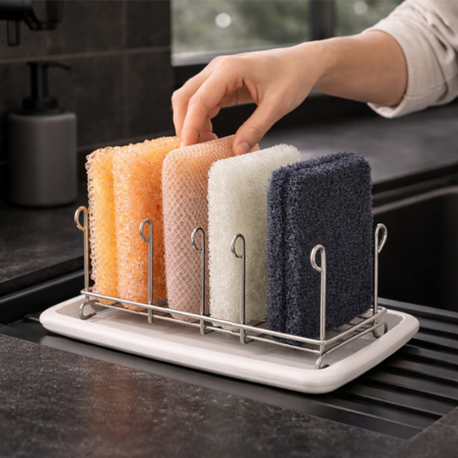 GGOOMM 물받침 트레이형 수세미거치대, 상세페이지 참조, 1개