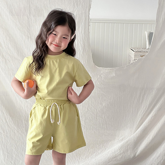 스타빈 무지컬러 반팔 티셔츠 + 반바지 세트