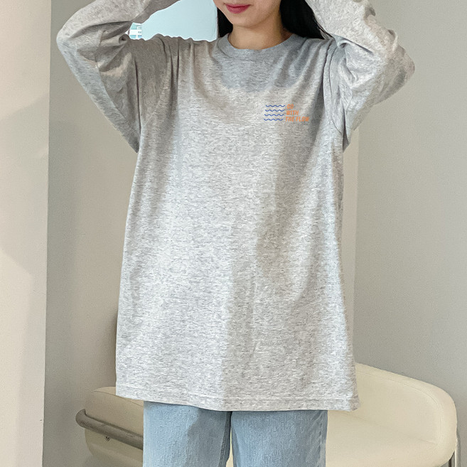 험블스튜디오 여성용 통기성 물결 로고 이너 롱 긴팔티 FF_197